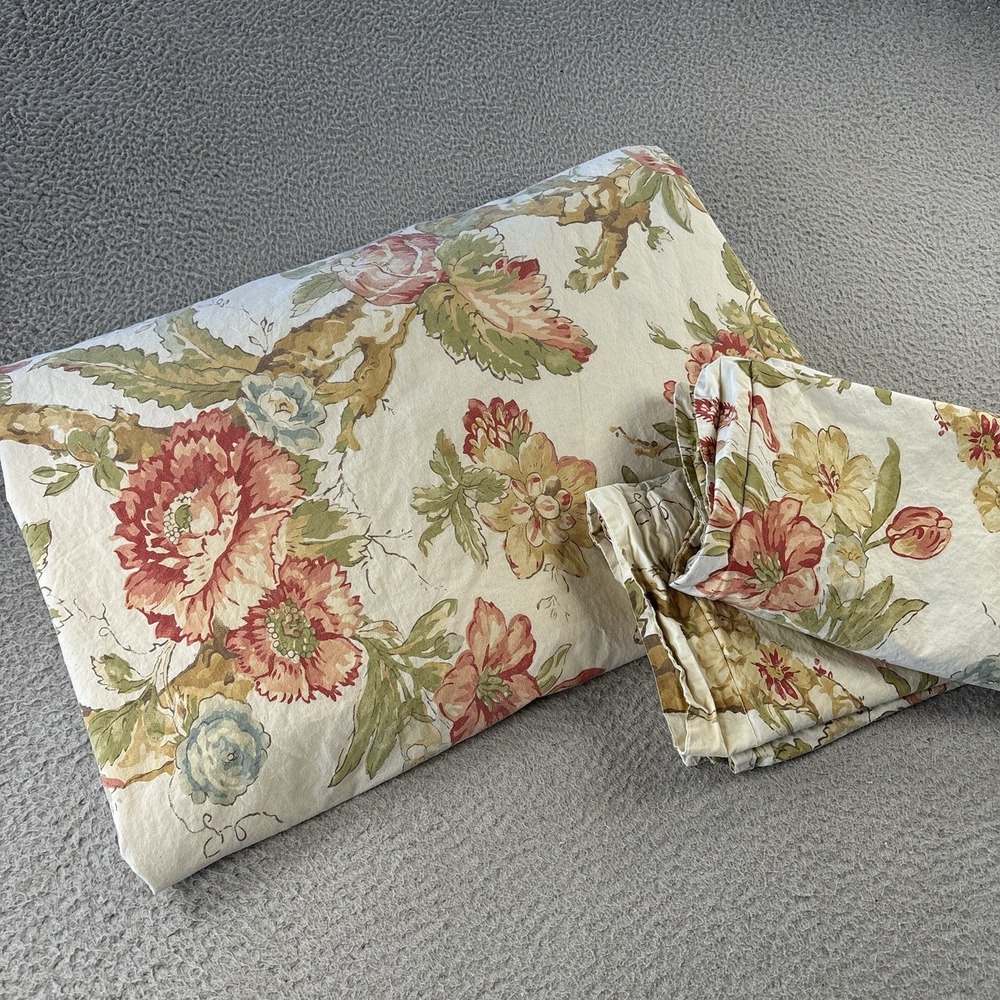 Pottery Barn Katherine King Duvet Cover & 2 Standard Pillow Shams Floral Peony